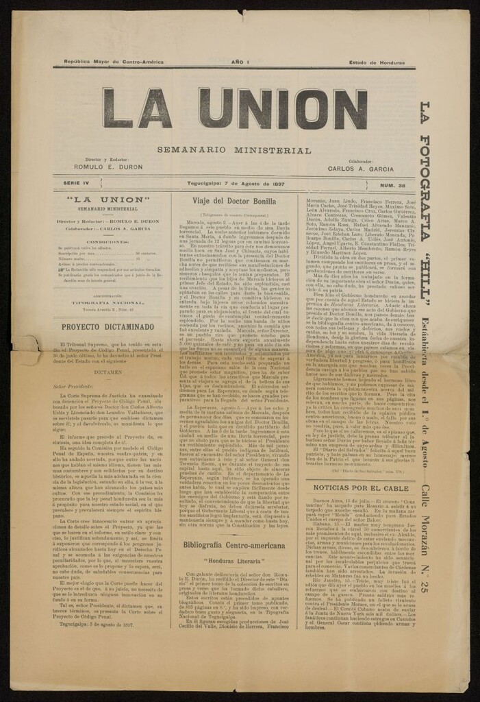 Miniatura de La Unión: Semanario ministerial del 7 de agosto de 1897, nº 38