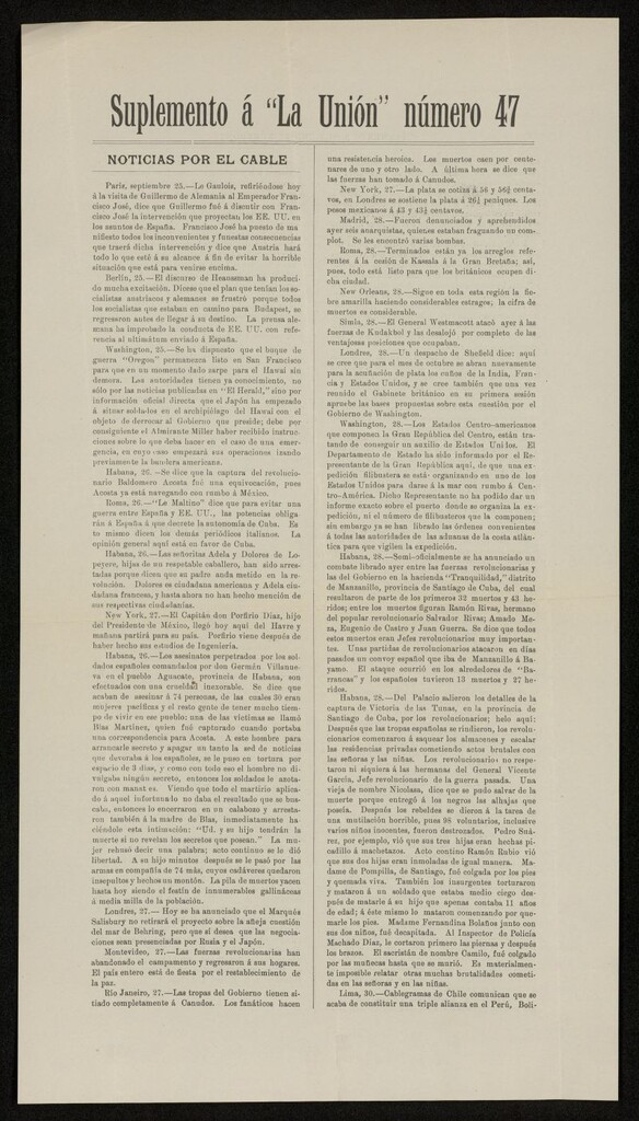Miniatura de La Unión: Semanario ministerial del 9 de octubre de 1897, suplemento al nº 47