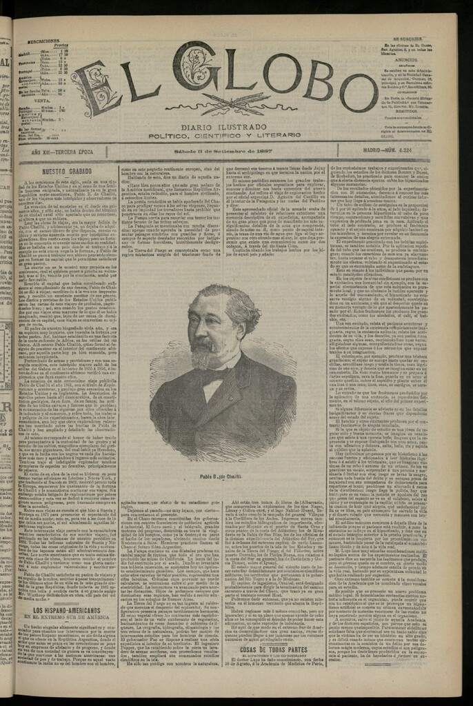 Miniatura de El Globo : diario ilustrado del 3 de septiembre de 1887, nº 4324