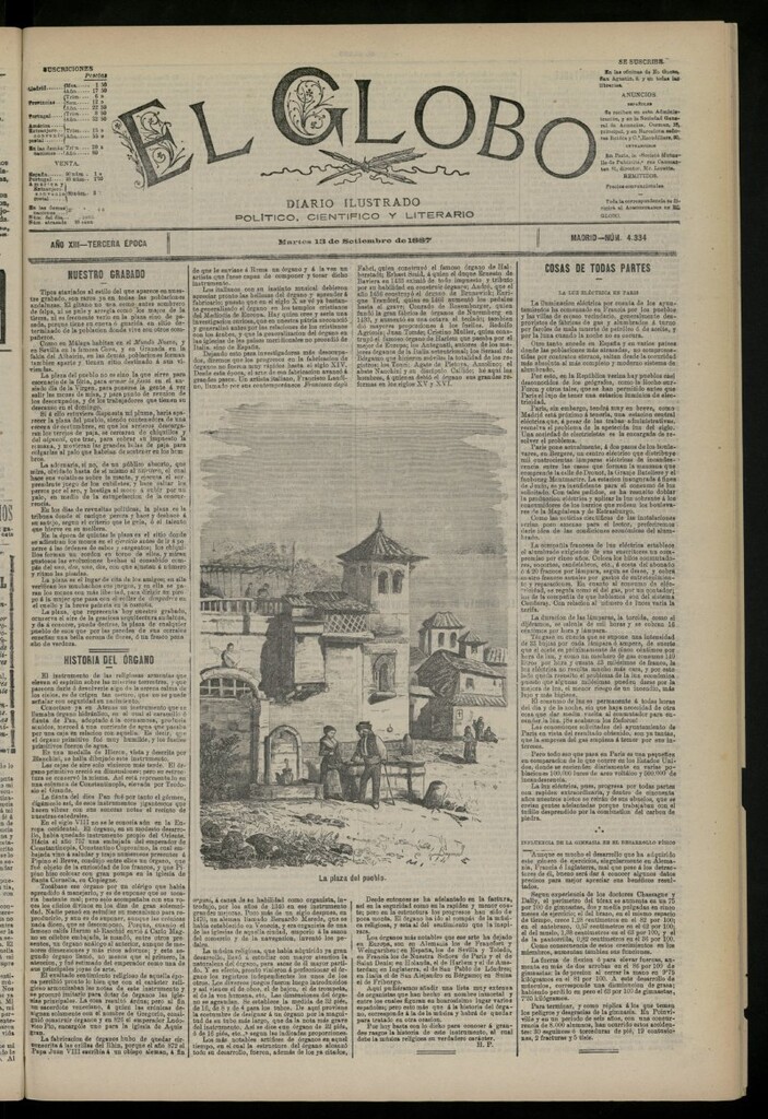 Miniatura de El Globo : diario ilustrado del 13 de septiembre de 1887, nº 4334