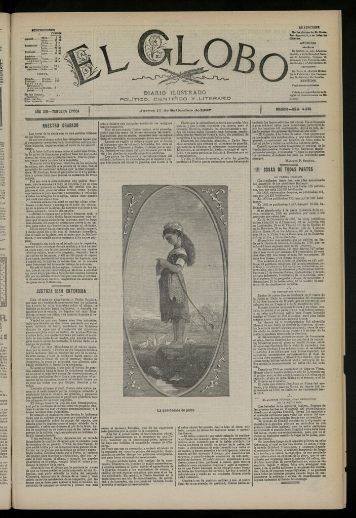 Miniatura de El Globo : diario ilustrado del 15 de septiembre de 1887, nº 4336