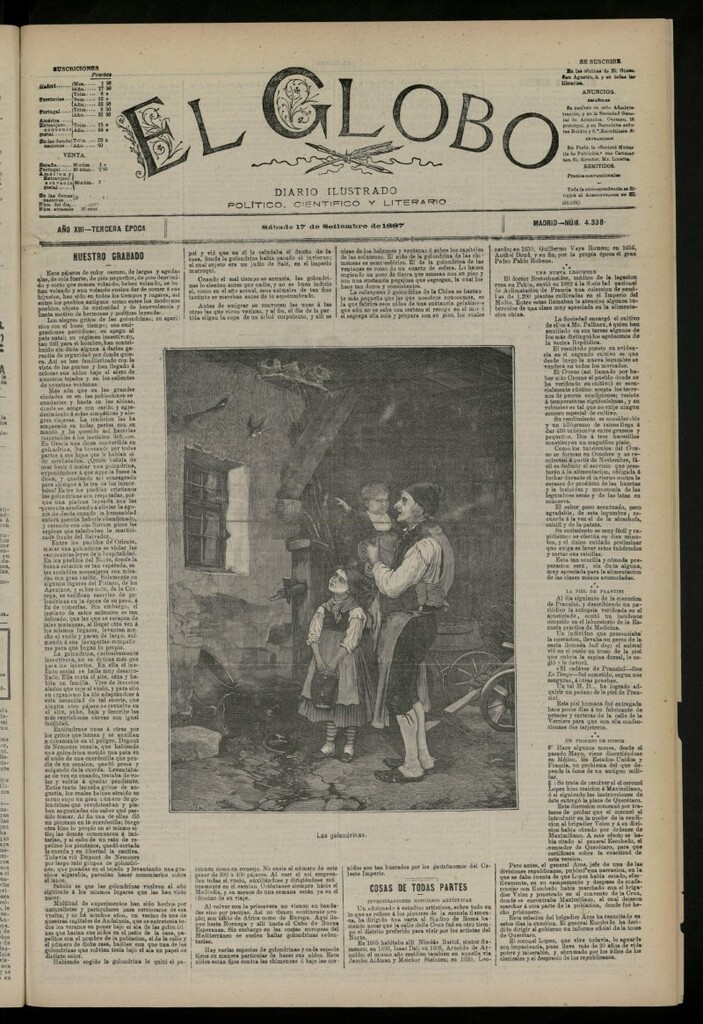 Miniatura de El Globo : diario ilustrado del 17 de septiembre de 1887, nº 4338