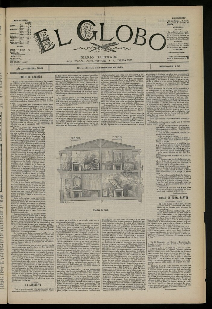 Miniatura de El Globo : diario ilustrado del 21 de septiembre de 1887, nº 4342