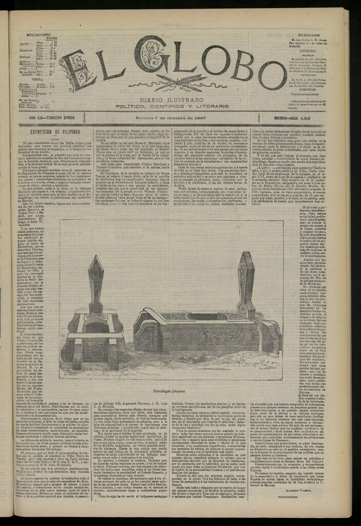 Miniatura de El Globo : diario ilustrado del 7 de octubre de 1887, nº 4358