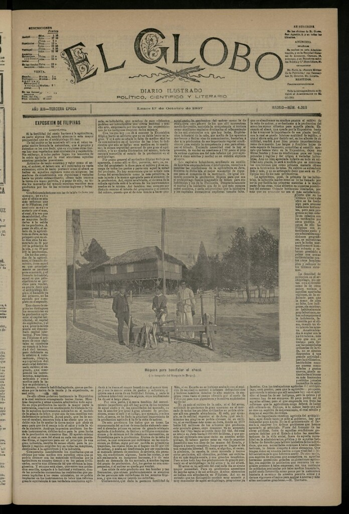 Miniatura de El Globo : diario ilustrado del 17 de octubre de 1887, nº 4368