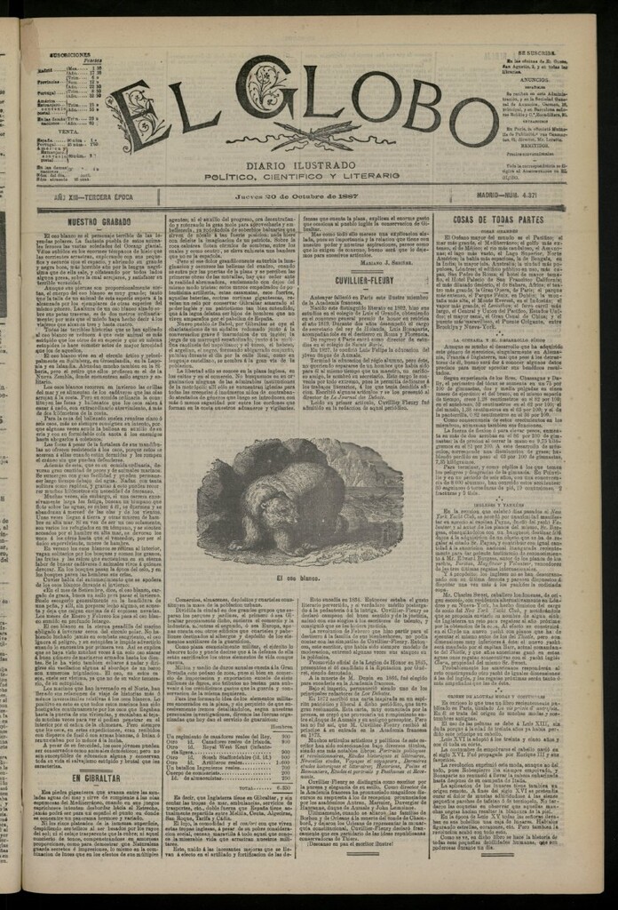 Miniatura de El Globo : diario ilustrado del 20 de octubre de 1887, nº 4371