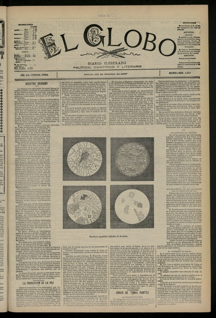 Miniatura de El Globo : diario ilustrado del 22 de octubre de 1887, nº 4373