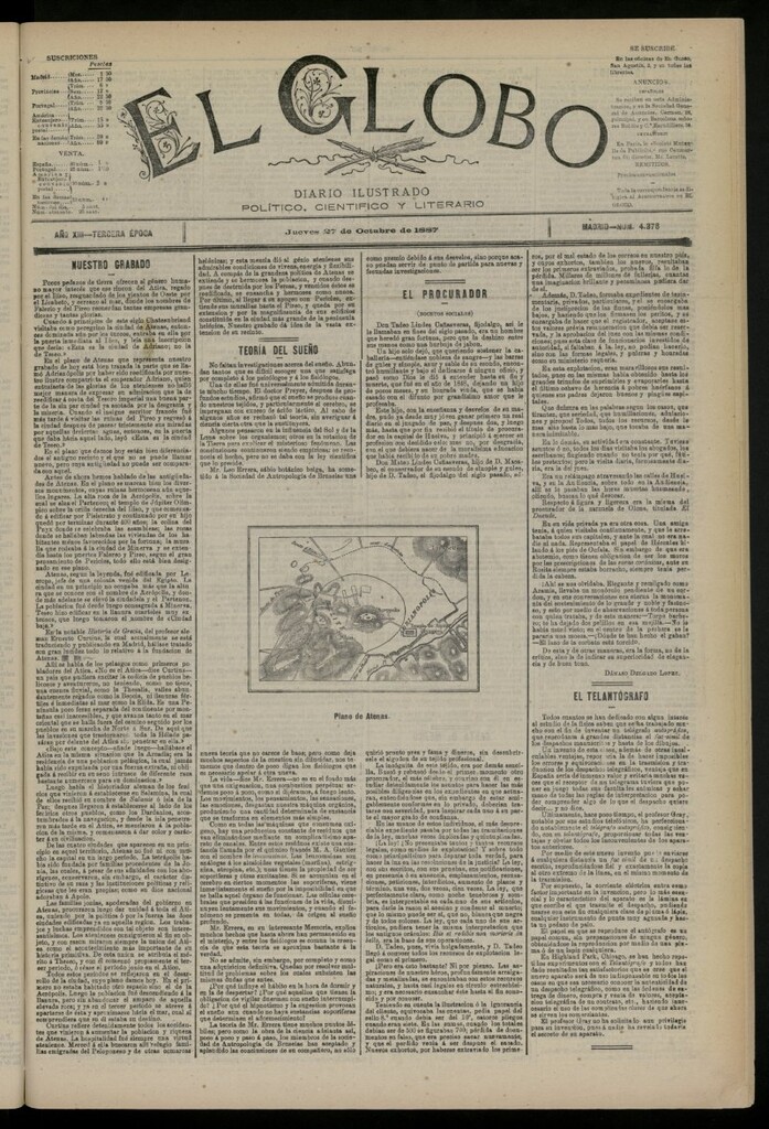 Miniatura de El Globo : diario ilustrado del 27 de octubre de 1887, nº 4378