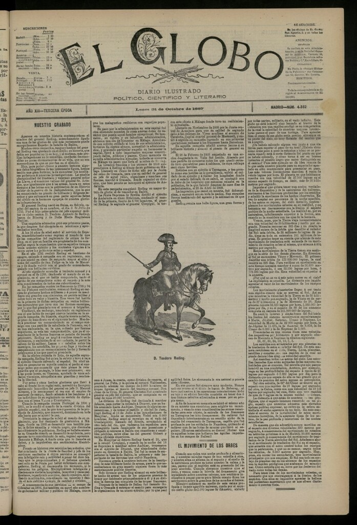Miniatura de El Globo : diario ilustrado del 31 de octubre de 1887, nº 4382