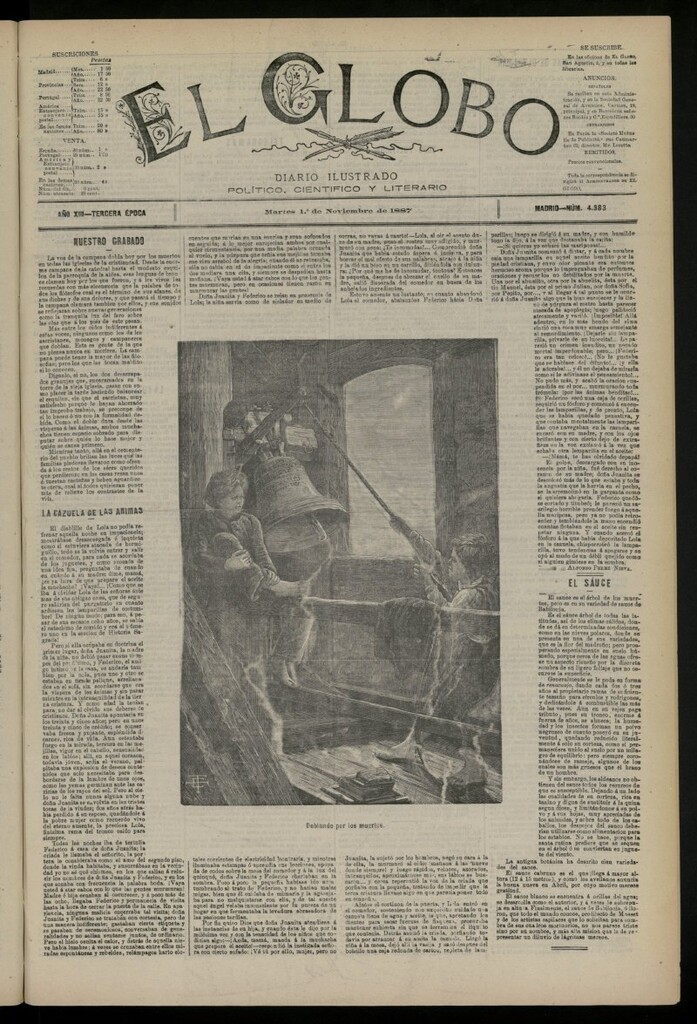 Miniatura de El Globo : diario ilustrado del 1 de noviembre de 1887, nº 4383