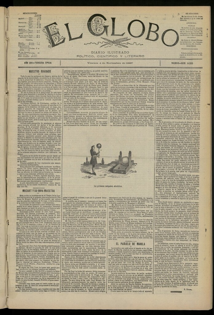 Miniatura de El Globo : diario ilustrado del 4 de noviembre de 1887, nº 4386