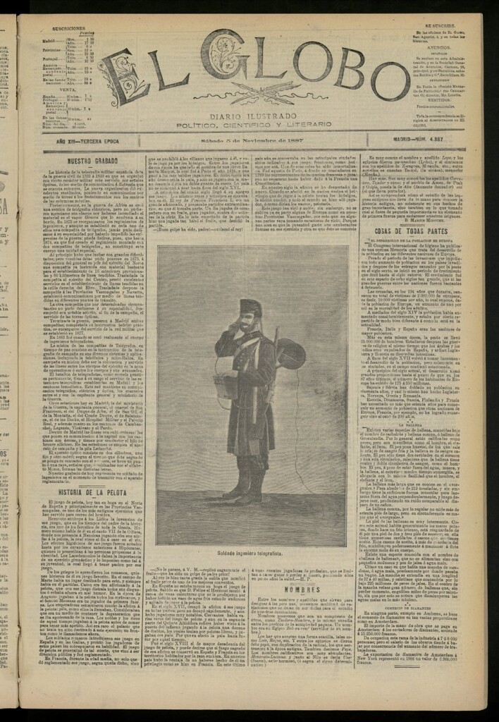 Miniatura de El Globo : diario ilustrado del 5 de noviembre de 1887, nº 4387