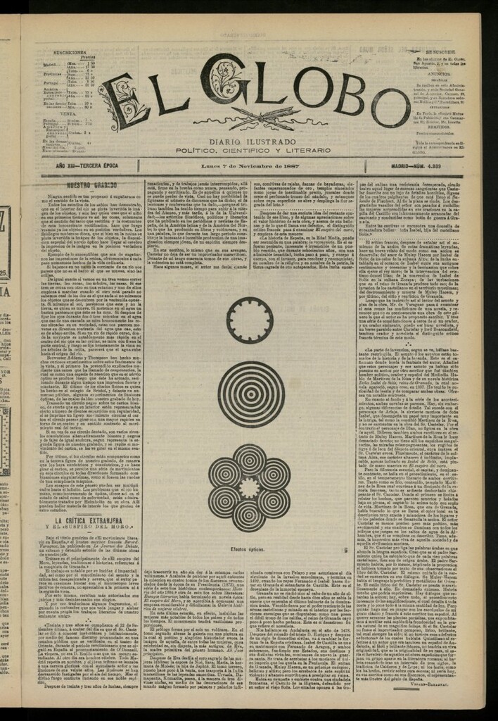 Miniatura de El Globo : diario ilustrado del 7 de noviembre de 1887, nº 4389