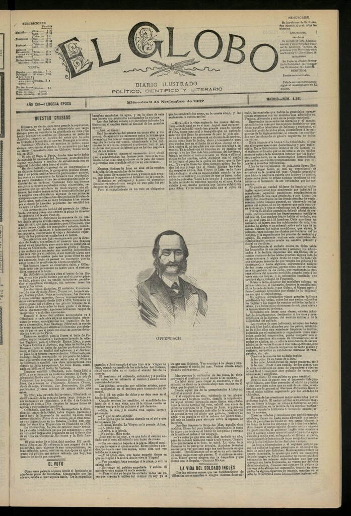Miniatura de El Globo : diario ilustrado del 9 de noviembre de 1887, nº 4391