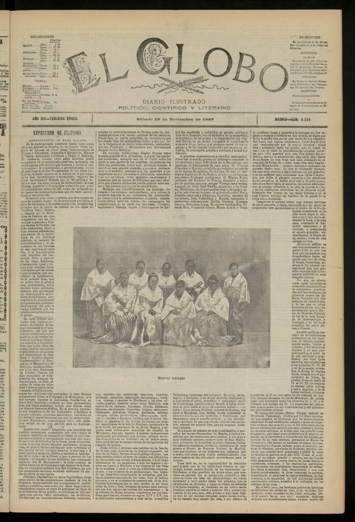 Miniatura de El Globo : diario ilustrado del 12 de noviembre de 1887, nº 4394