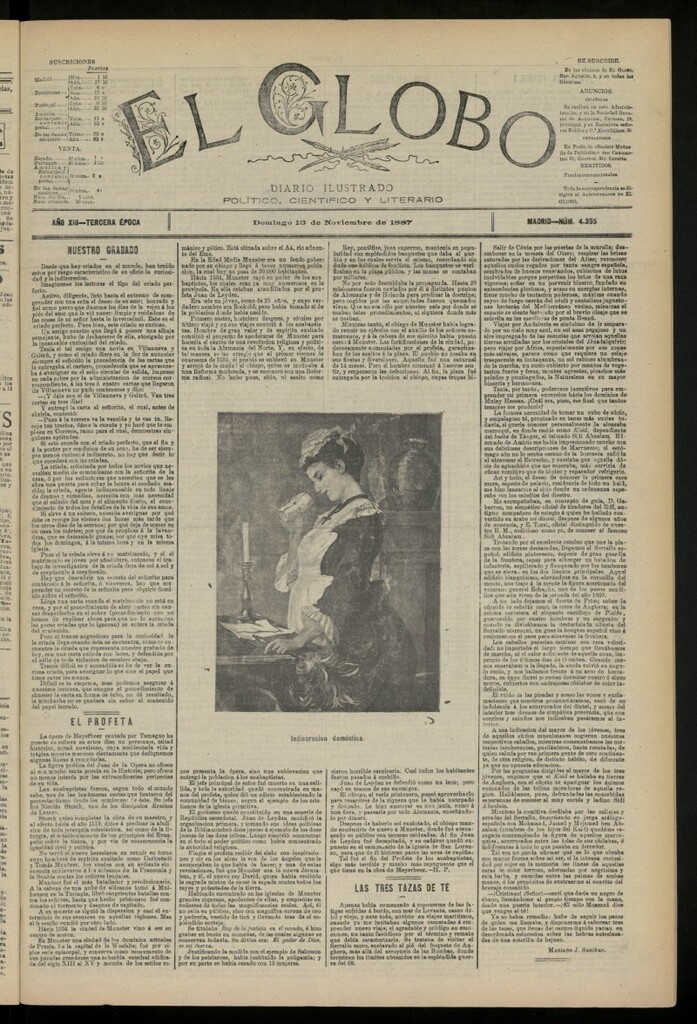 Miniatura de El Globo : diario ilustrado del 13 de noviembre de 1887, nº 4395