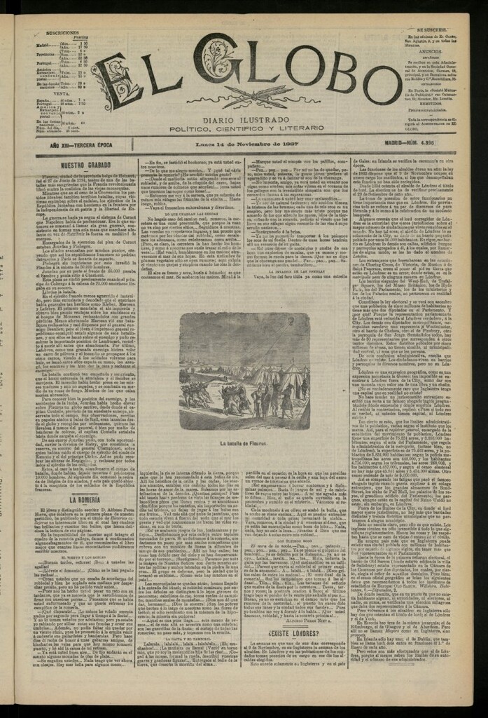Miniatura de El Globo : diario ilustrado del 14 de noviembre de 1887, nº 4396
