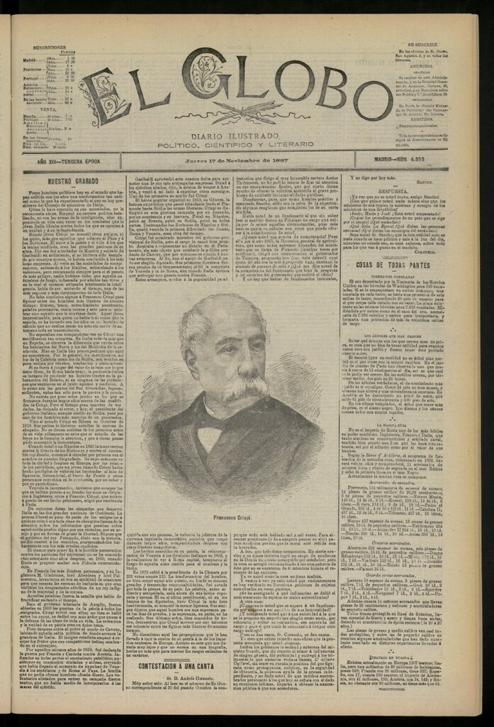 Miniatura de El Globo : diario ilustrado del 17 de noviembre de 1887, nº 4399