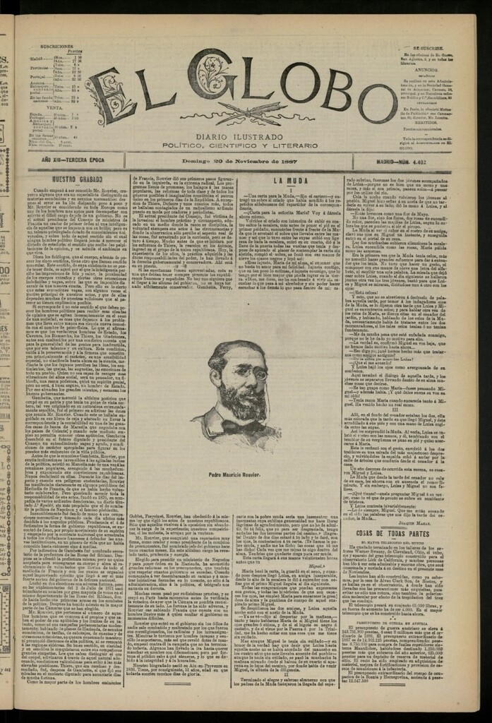 Miniatura de El Globo : diario ilustrado del 20 de noviembre de 1887, nº 4402