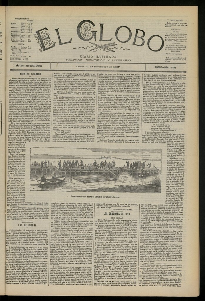 Miniatura de El Globo : diario ilustrado del 21 de noviembre de 1887, nº 4403