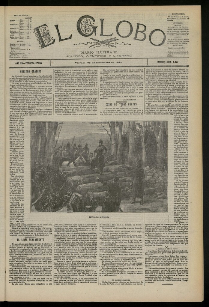 Miniatura de El Globo : diario ilustrado del 25 de noviembre de 1887, nº 4407