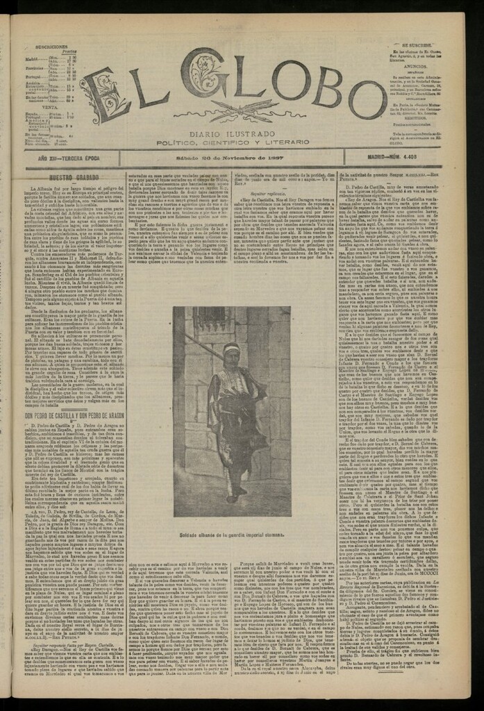 Miniatura de El Globo : diario ilustrado del 26 de noviembre de 1887, nº 4408