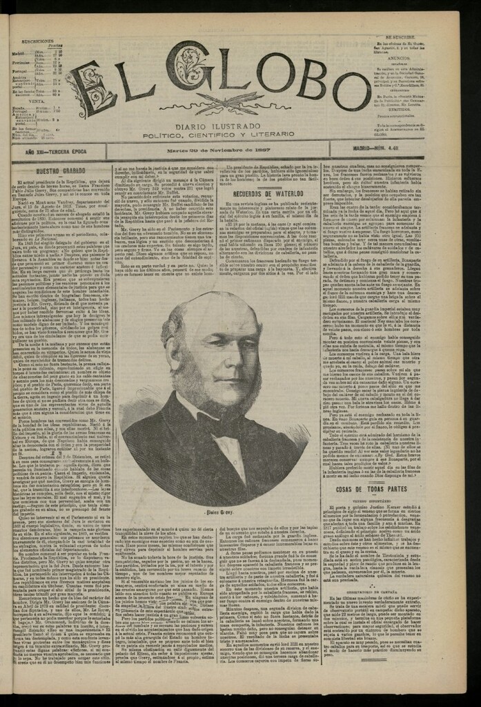 Miniatura de El Globo : diario ilustrado del 29 de noviembre de 1887, nº 4411