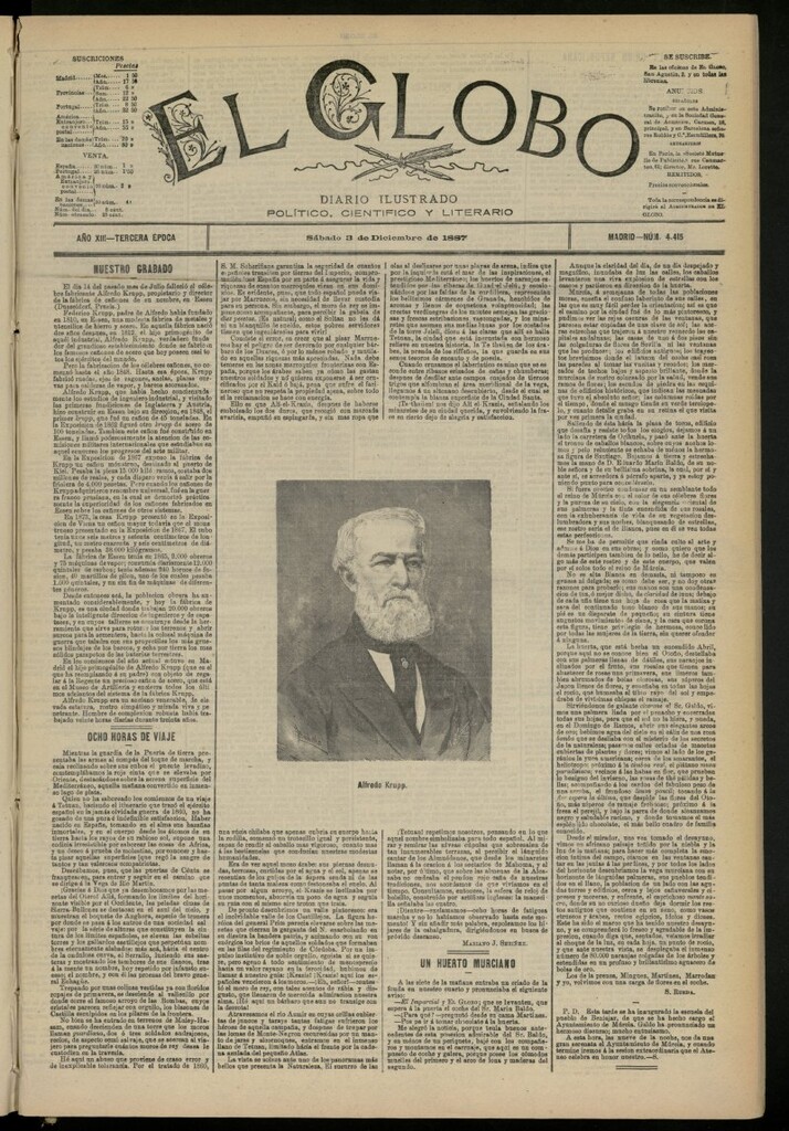 Miniatura de El Globo : diario ilustrado del 3 de diciembre de 1887, nº 4415
