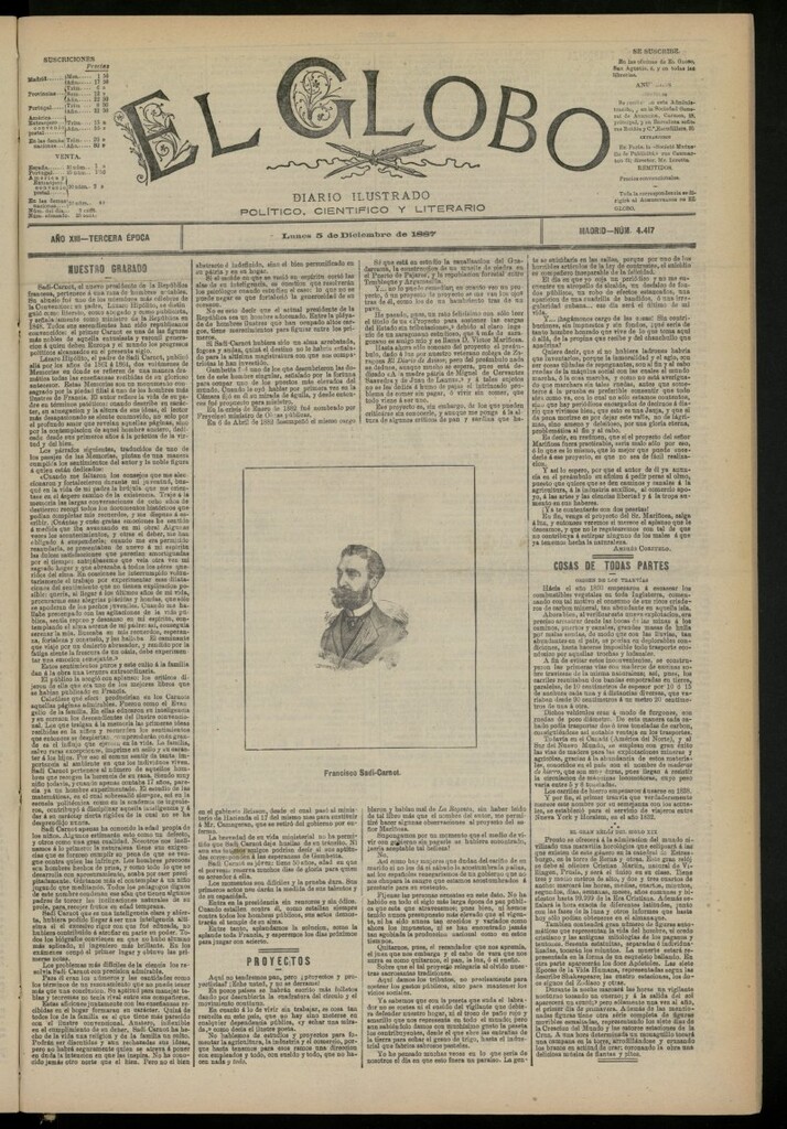 Miniatura de El Globo : diario ilustrado del 5 de diciembre de 1887, nº 4417