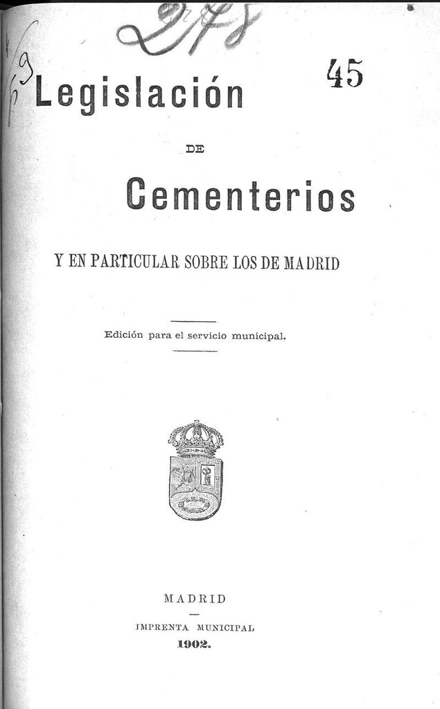 Miniatura de Legislación de cementerios y en particular sobre los de Madrid
