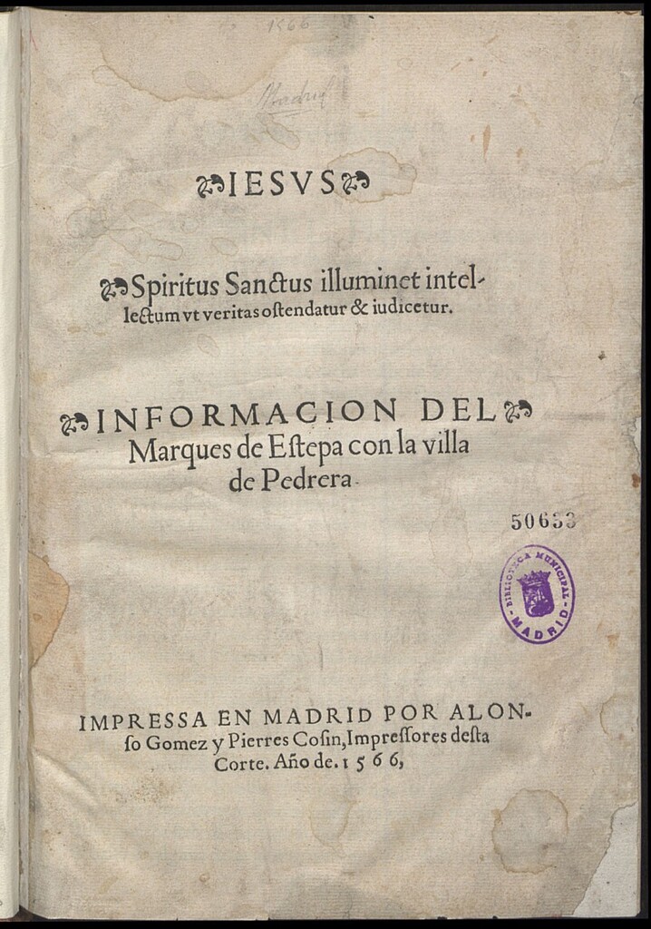 Miniatura de Informacion del Marques de Estepa con la villa de Pedrera