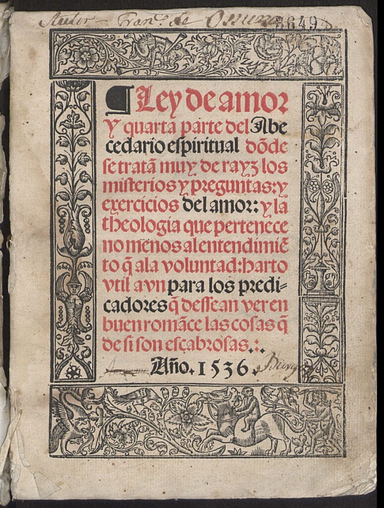 Miniatura de Ley de amor Y quarta parte del Abecedario espiritual