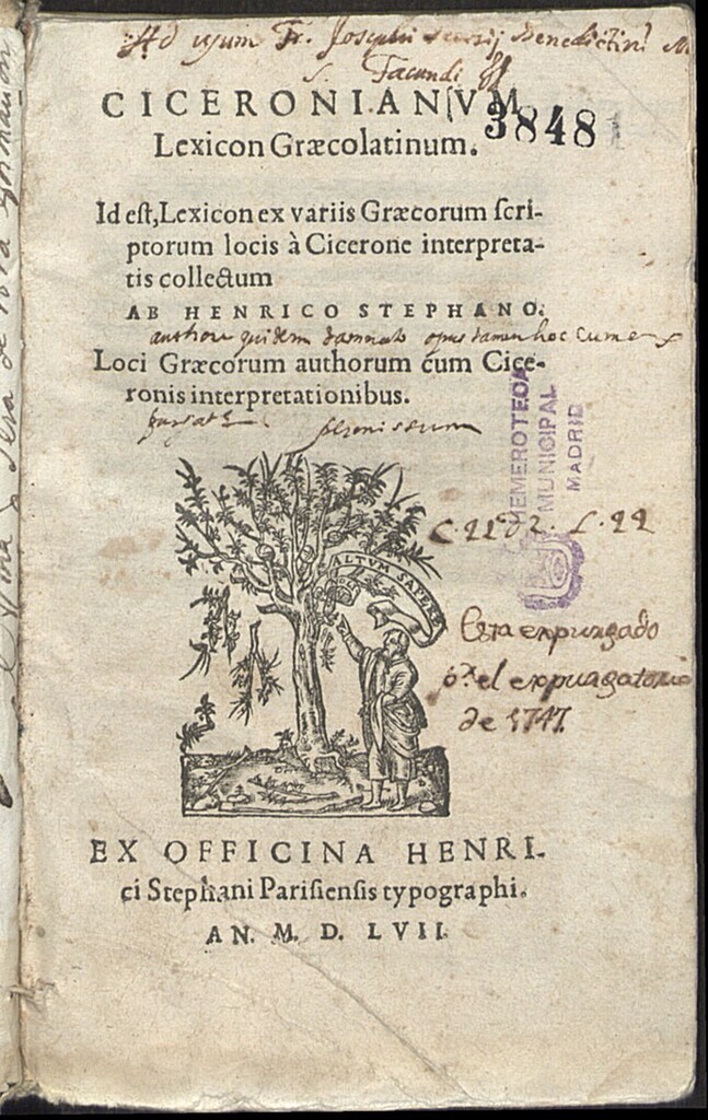 Miniatura de Ciceronianum Lexicon Græcolatinum