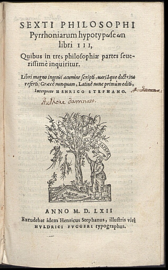 Miniatura de Esbozos pirrónicos. Latín