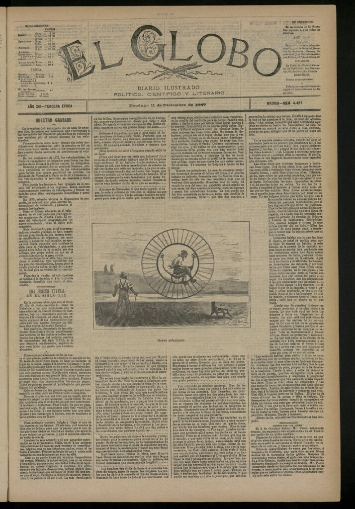 Miniatura de El Globo : diario ilustrado del 11 de diciembre de 1887, nº 4423