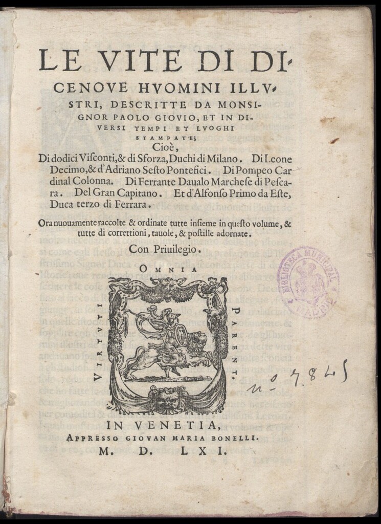 Miniatura de Vitæ duodecim Mediolani principum. Italiano