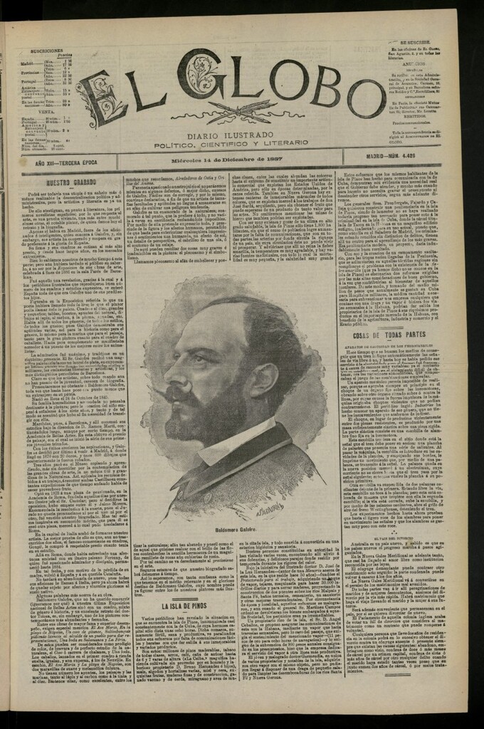 Miniatura de El Globo : diario ilustrado del 14 de diciembre de 1887, nº 4426