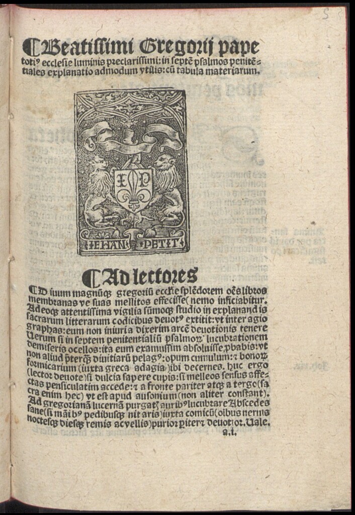 Miniatura de Beatissimi Gregorij pape...in septe[m] psalmos penite[n]tiales explanatio ... ; cu[m] tabula materiarum