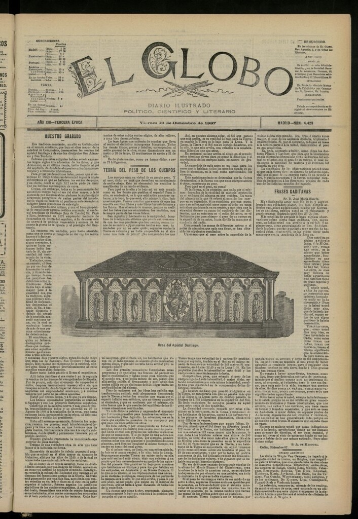 Miniatura de El Globo : diario ilustrado del 16 de diciembre de 1887, nº 4428