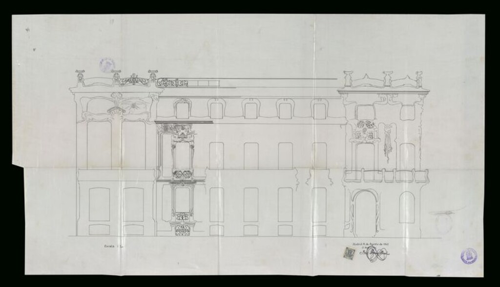 Miniatura de Expediente de obra promovido por Dº José Grases y Riera, solicitando permiso para construir una casa hotel en los solares sitos en la Calle de Fernando VI nº 6 con vuelta a la de Pelayo, propiedad de D. Javier G. Longoria
