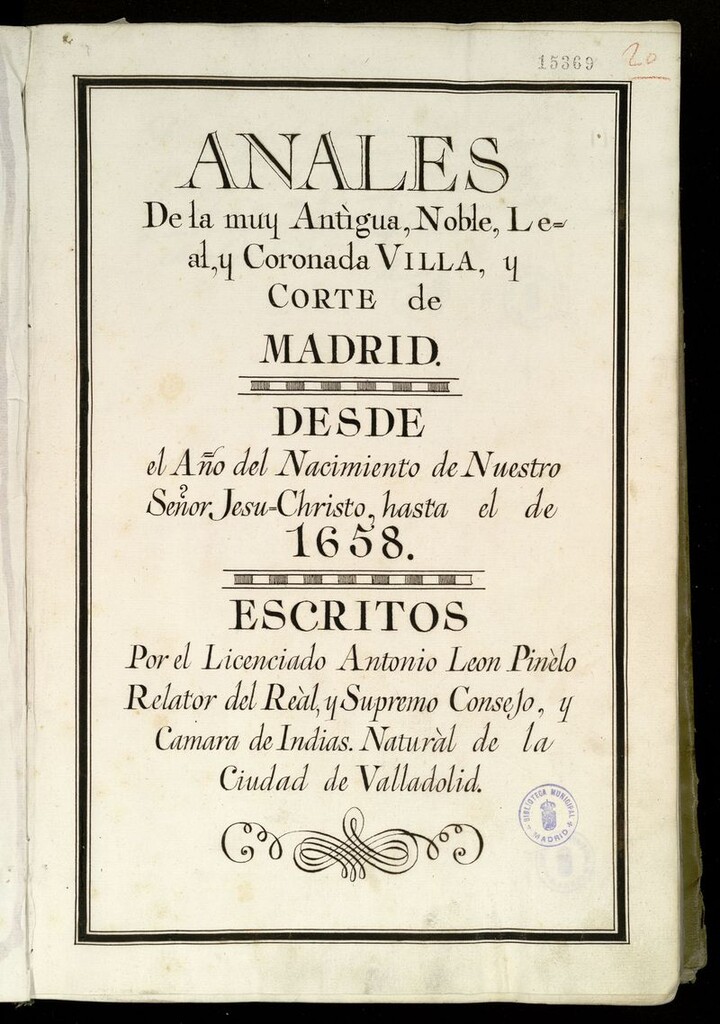 Miniatura de Anales de la muy Antigua, Noble, Leal, y Coronada Villa y Corte de Madrid