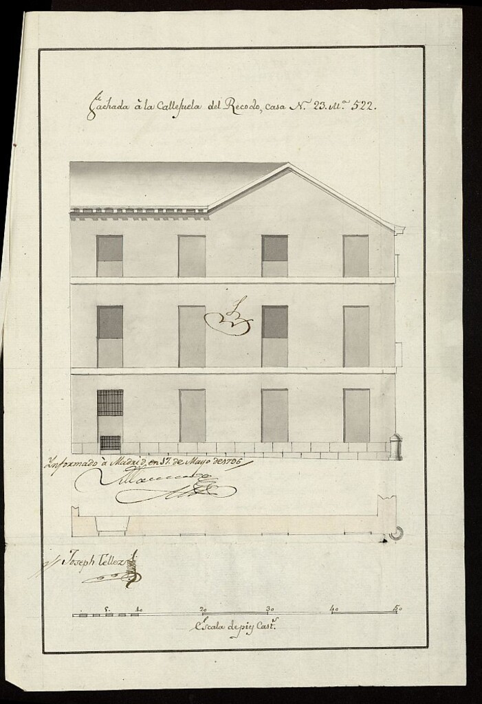 Miniatura de Licencia al P. Juan Crespo, prior del convento de religiosas de Santa Catalina de Sena de esta corte para reedificar unas casas del convento en la calle de la Flor Baja nº 23 antiguo, manzana 522