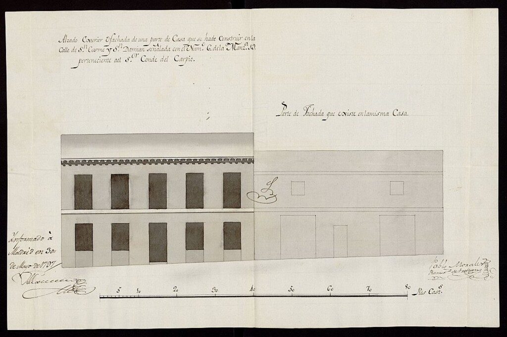 Miniatura de Licencia a Don Juan Antonio López Sarciada para la construcción de una casa en la calle de San Cosme San Damián nº 9 antiguo, manzana 19