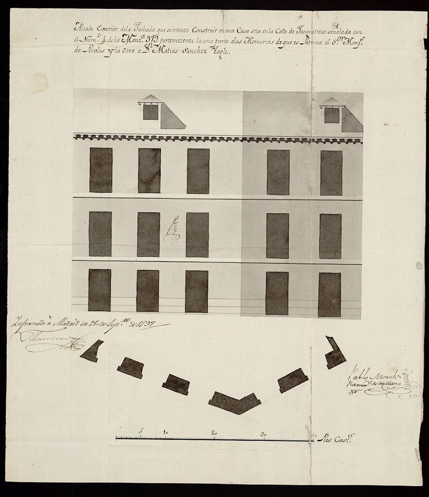 Miniatura de Licencia al Marqués de Perales y Don Miguel Sancho para la construcción de la casa de la calle de Jacometrezo nº 4, manzana 379
