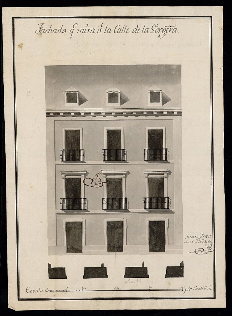 Miniatura de Licencia a Don Tomás Domínguez para construir la fachada de la casa de la calle de la Gorguera nº 23 antiguo, manzana 212