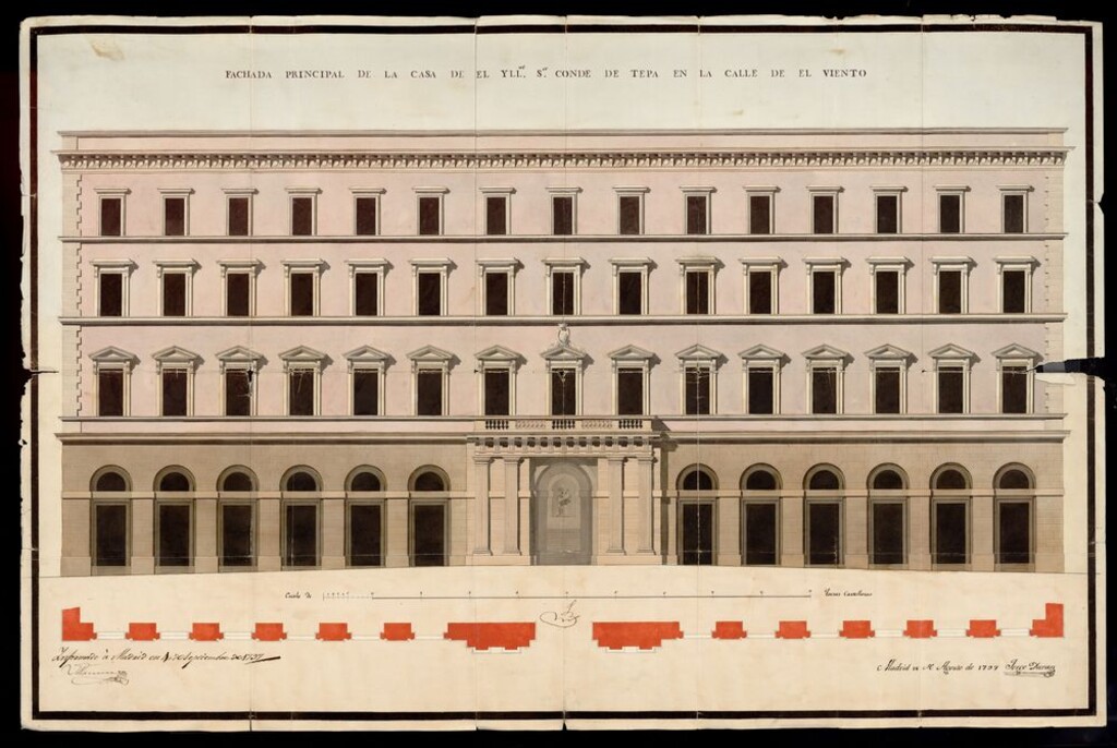 Miniatura de Licencia al Sr. Conde de Zepas para construir una casa en la calle de Atocha, Viento y Plazuela que fué de San Felipe Neri nº 1 antiguo, manzana 234