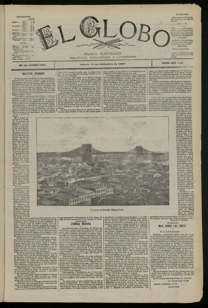 Miniatura de El Globo : diario ilustrado del 31 de diciembre de 1887, nº 4442