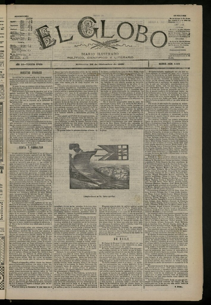 Miniatura de El Globo : diario ilustrado del 28 de diciembre de 1887, nº 4439