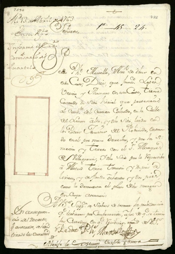 Miniatura de Licencia a Don Juan de Molina para edificar una casa Calle de Mesón de Paredes a la de la Cruz Verde