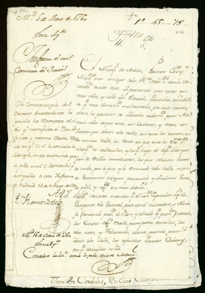 Miniatura de Licencia al marqués de Andía para edificar en la Calle del Escorial.